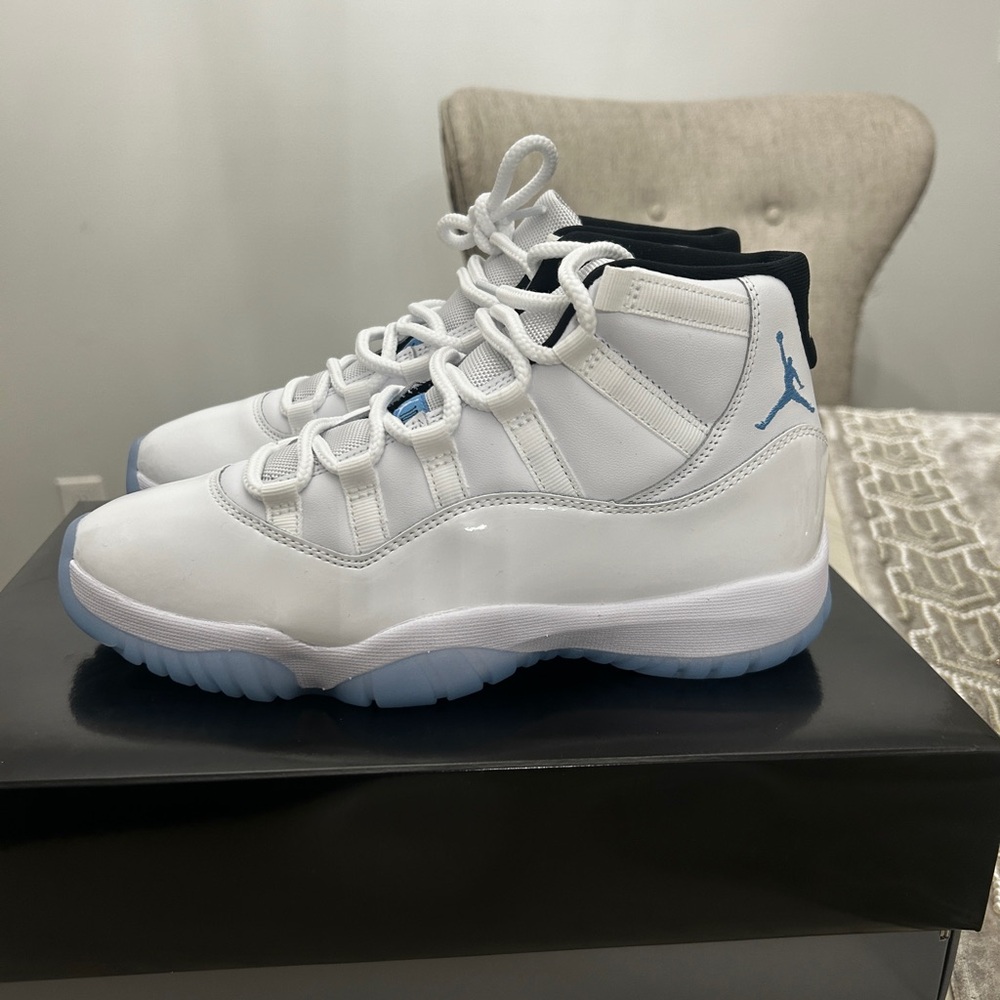 White and Blue High-Top Sneakers
